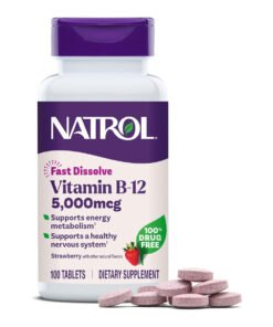 Vitamina B12, Dissolução Rápida, Potência Máxima, Morango, 5.000 mcg, 100 Comprimidos - Natrol